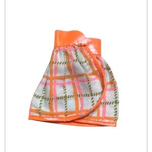 Vintage 1960s Barbie Plaid Orange Mod Mini Skirt Vinyl Cloth